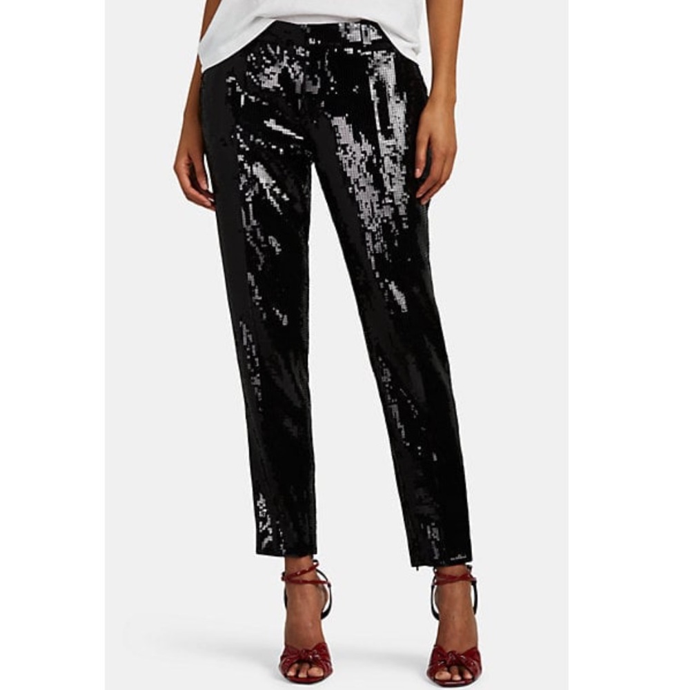 Saint Laurent Sequin-Embellished Slim Fit Trousers 2018 Runway Collection